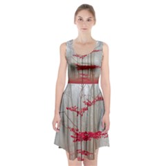 Magic Forest In Red And White Racerback Midi Dress