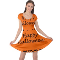 Happy Halloween - Owls Cap Sleeve Dresses by Valentinaart