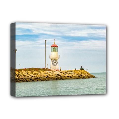 Rock Breakwater Salinas Ecuador Deluxe Canvas 16  X 12   by dflcprints