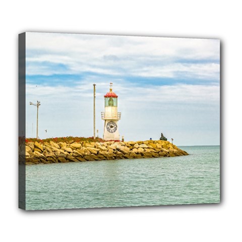 Rock Breakwater Salinas Ecuador Deluxe Canvas 24  X 20   by dflcprints