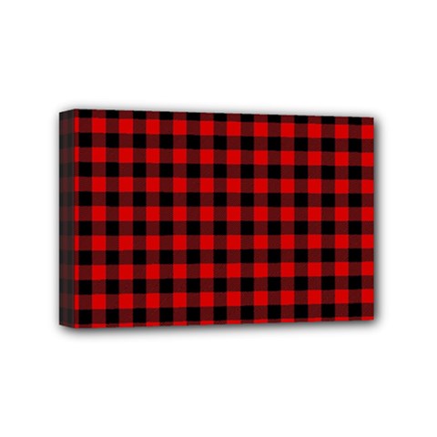 Lumberjack Plaid Fabric Pattern Red Black Mini Canvas 6  X 4  by EDDArt