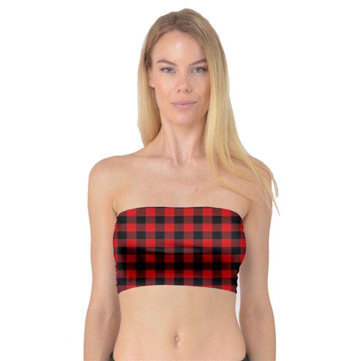 Lumberjack Plaid Fabric Pattern Red Black Bandeau Top