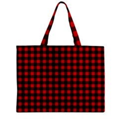 Lumberjack Plaid Fabric Pattern Red Black Zipper Mini Tote Bag by EDDArt