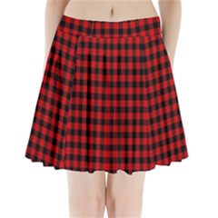 Lumberjack Plaid Fabric Pattern Red Black Pleated Mini Skirt by EDDArt