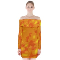 Orange Decor Long Sleeve Off Shoulder Dress