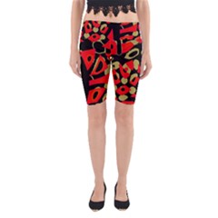 Red Artistic Design Yoga Cropped Leggings