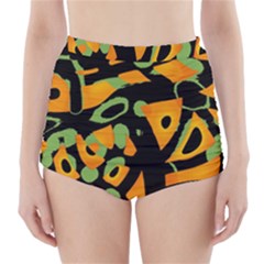 Abstract Animal Print High-waisted Bikini Bottoms