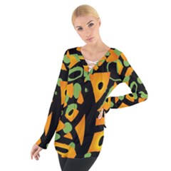 Abstract Animal Print Women s Tie Up Tee