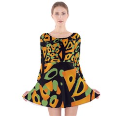 Abstract Animal Print Long Sleeve Velvet Skater Dress by Valentinaart