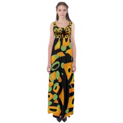 Abstract Animal Print Empire Waist Maxi Dress