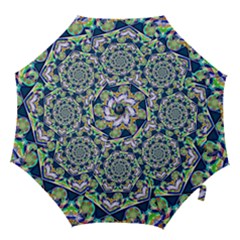 Power Spiral Polygon Blue Green White Hook Handle Umbrellas (large)