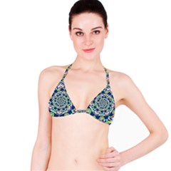 Power Spiral Polygon Blue Green White Bikini Top by EDDArt