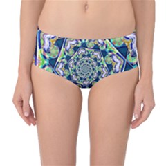 Power Spiral Polygon Blue Green White Mid-waist Bikini Bottoms by EDDArt