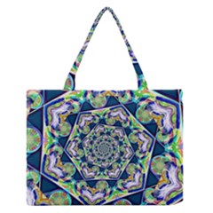 Power Spiral Polygon Blue Green White Medium Zipper Tote Bag