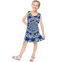 Power Spiral Polygon Blue Green White Kids  Tunic Dress by EDDArt