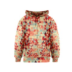 Modern Hipster Triangle Pattern Red Blue Beige Kids  Zipper Hoodie