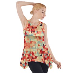 Modern Hipster Triangle Pattern Red Blue Beige Side Drop Tank Tunic by EDDArt