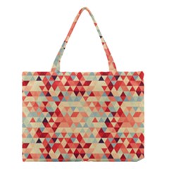 Modern Hipster Triangle Pattern Red Blue Beige Medium Tote Bag by EDDArt