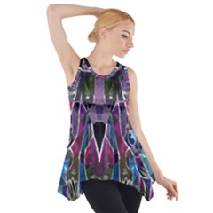 Sly Dog Modern Grunge Style Blue Pink Violet Side Drop Tank Tunic by EDDArt