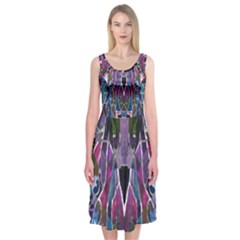 Sly Dog Modern Grunge Style Blue Pink Violet Midi Sleeveless Dress by EDDArt