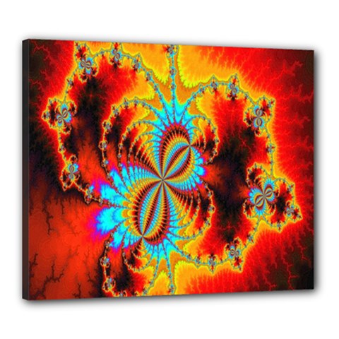 Crazy Mandelbrot Fractal Red Yellow Turquoise Canvas 24  X 20  by EDDArt