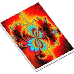 Crazy Mandelbrot Fractal Red Yellow Turquoise Large Memo Pads by EDDArt