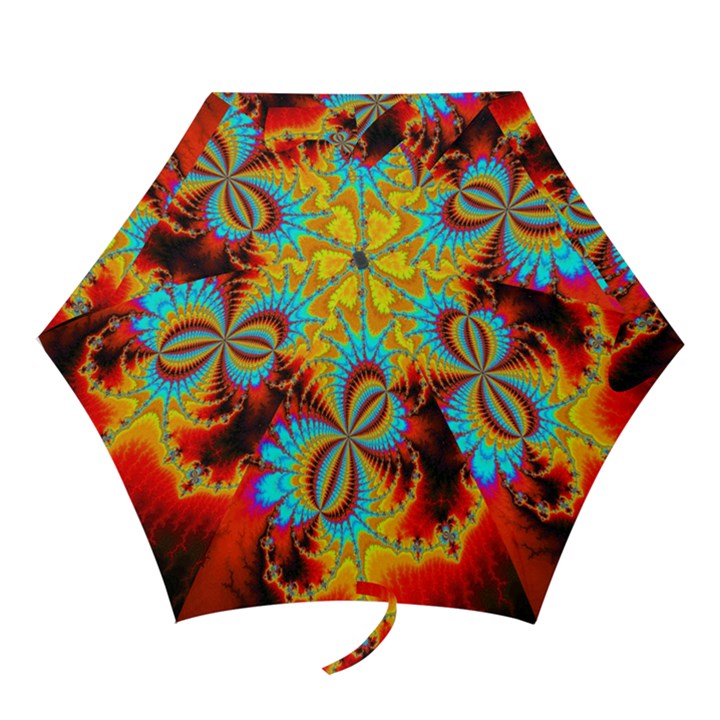 Crazy Mandelbrot Fractal Red Yellow Turquoise Mini Folding Umbrellas