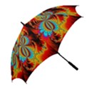 Crazy Mandelbrot Fractal Red Yellow Turquoise Golf Umbrellas View2