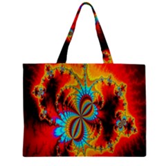 Crazy Mandelbrot Fractal Red Yellow Turquoise Zipper Mini Tote Bag by EDDArt