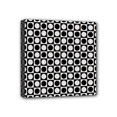 Modern Dots In Squares Mosaic Black White Mini Canvas 4  X 4  by EDDArt