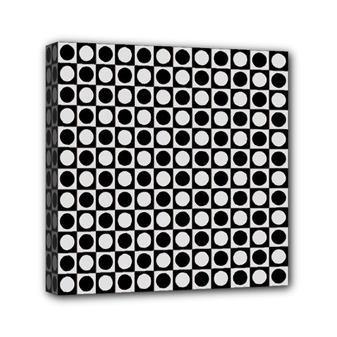 Modern Dots In Squares Mosaic Black White Mini Canvas 6  X 6  by EDDArt