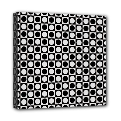 Modern Dots In Squares Mosaic Black White Mini Canvas 8  X 8  by EDDArt