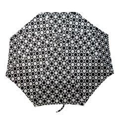 Modern Dots In Squares Mosaic Black White Folding Umbrellas