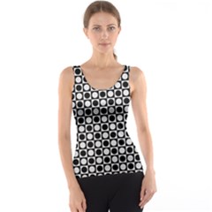 Modern Dots In Squares Mosaic Black White Tank Top by EDDArt