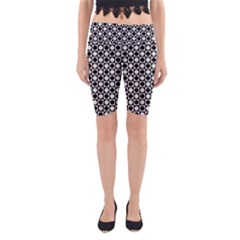 Modern Dots In Squares Mosaic Black White Yoga Cropped Leggings