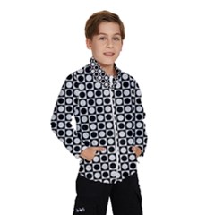 Modern Dots In Squares Mosaic Black White Wind Breaker (kids) by EDDArt