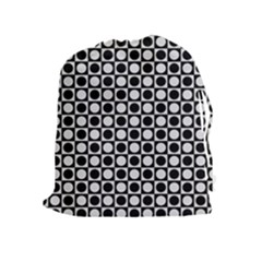 Modern Dots In Squares Mosaic Black White Drawstring Pouches (extra Large) by EDDArt