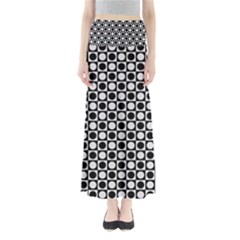 Modern Dots In Squares Mosaic Black White Maxi Skirts by EDDArt