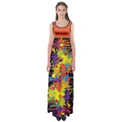 Crazy Multicolored Double Running Splashes Empire Waist Maxi Dress