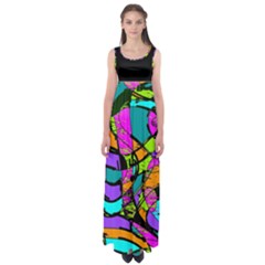 Abstract Sketch Art Squiggly Loops Multicolored Empire Waist Maxi Dress by EDDArt