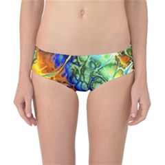 Abstract Fractal Batik Art Green Blue Brown Classic Bikini Bottoms by EDDArt