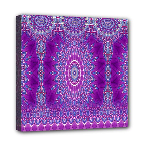 India Ornaments Mandala Pillar Blue Violet Mini Canvas 8  X 8  by EDDArt