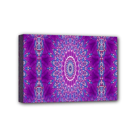 India Ornaments Mandala Pillar Blue Violet Mini Canvas 6  X 4  by EDDArt