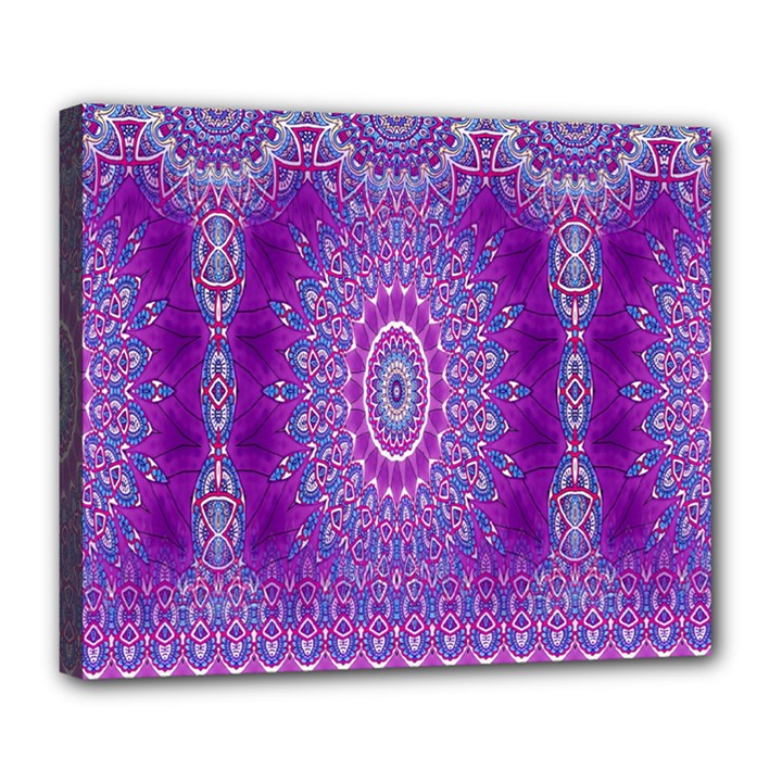 India Ornaments Mandala Pillar Blue Violet Deluxe Canvas 24  x 20  