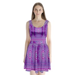 India Ornaments Mandala Pillar Blue Violet Split Back Mini Dress  by EDDArt