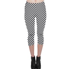 Sports Racing Chess Squares Black White Capri Leggings  by EDDArt