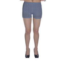 Sports Racing Chess Squares Black White Skinny Shorts by EDDArt