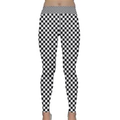 Sports Racing Chess Squares Black White Yoga Leggings  by EDDArt