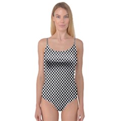 Sports Racing Chess Squares Black White Camisole Leotard  by EDDArt