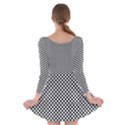 Sports Racing Chess Squares Black White Long Sleeve Skater Dress View2